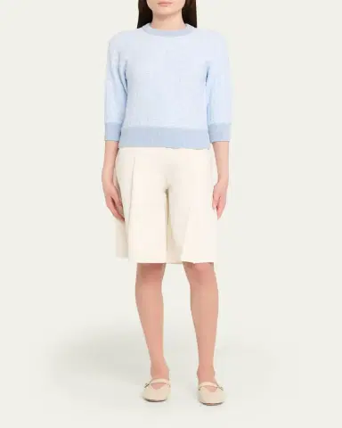 3.1 Phillip Lim Pleated Knee-Length Denim Shorts | Thumbnail 2 3.1 Phillip Lim Pleated Knee-Length Denim Shorts | Thumbnail 2