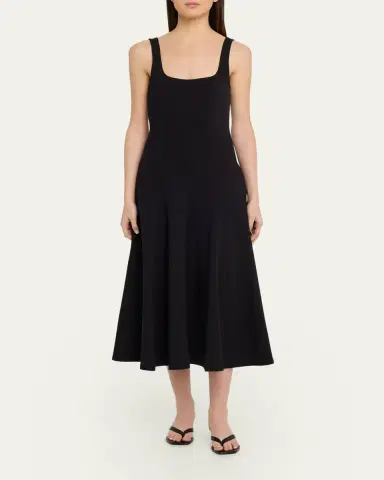 Vince Seamed Square-Neck Knit Midi Dress | Thumbnail 2