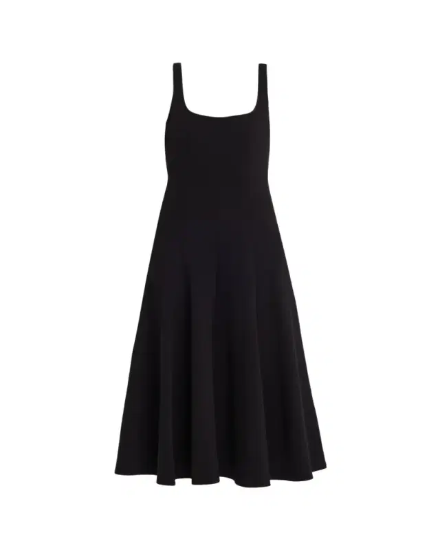 Vince Seamed Square-Neck Knit Midi Dress