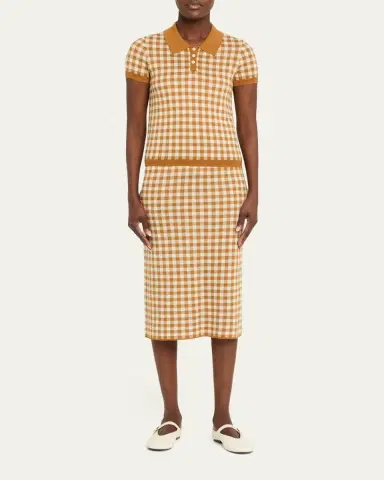 Guest In Residence Gingham Silk-Linen Midi Skirt | Thumbnail 2 Guest In Residence Gingham Silk-Linen Midi Skirt | Thumbnail 2