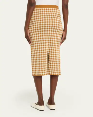 Guest In Residence Gingham Silk-Linen Midi Skirt | Thumbnail 3 Guest In Residence Gingham Silk-Linen Midi Skirt | Thumbnail 3