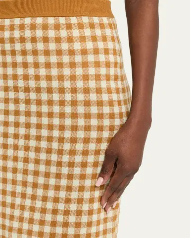 Guest In Residence Gingham Silk-Linen Midi Skirt | Thumbnail 5 Guest In Residence Gingham Silk-Linen Midi Skirt | Thumbnail 5