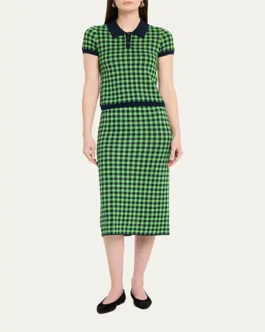 Guest In Residence Gingham Silk-Linen Midi Skirt | Thumbnail 6 Guest In Residence Gingham Silk-Linen Midi Skirt | Thumbnail 6
