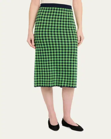 Guest In Residence Gingham Silk-Linen Midi Skirt | Thumbnail 8 Guest In Residence Gingham Silk-Linen Midi Skirt | Thumbnail 8
