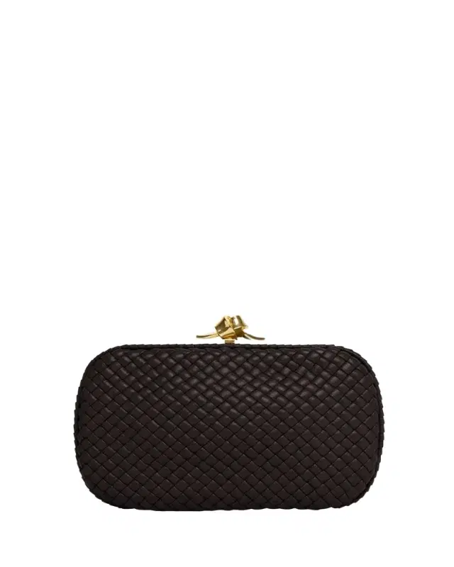 Padded Leather Sculptural Knot Clutch Bag