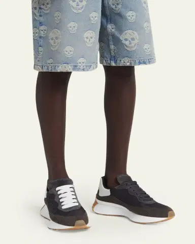 Alexander McQueen Men's Sprint Suede & Leather Runner Sneakers | Thumbnail 2 Alexander McQueen Men's Sprint Suede & Leather Runner Sneakers | Thumbnail 2