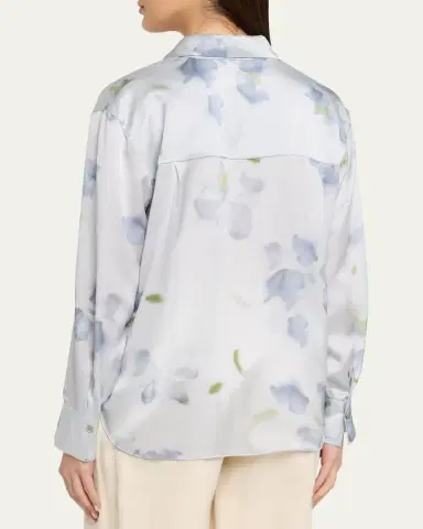 Vince Floral Blur Silk-Satin Blouse | Thumbnail 3