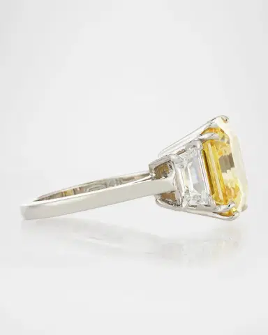 Fantasia by DeSerio Canary Asscher Cubic Zirconia Ring, 13.00 TCW | Thumbnail 2