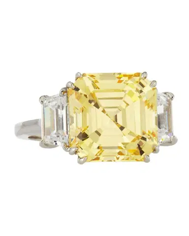 Fantasia by DeSerio Canary Asscher Cubic Zirconia Ring, 13.00 TCW | Thumbnail 1