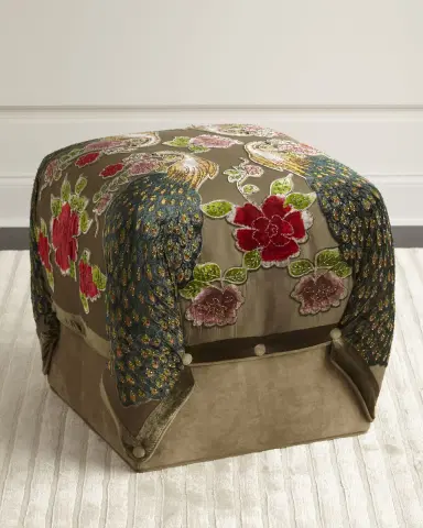 Haute House Peacock Cube Ottoman | Thumbnail 2 Haute House Peacock Cube Ottoman | Thumbnail 2