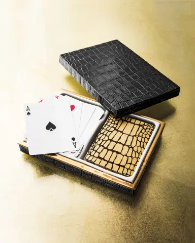 L'Objet Crocodile-Embossed Box with Playing Cards | Thumbnail 2