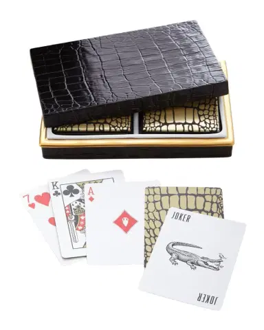 L'Objet Crocodile-Embossed Box with Playing Cards | Thumbnail 1