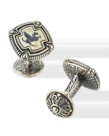 Konstantino Pegasus Carved Silver Cuff Links | Thumbnail 2