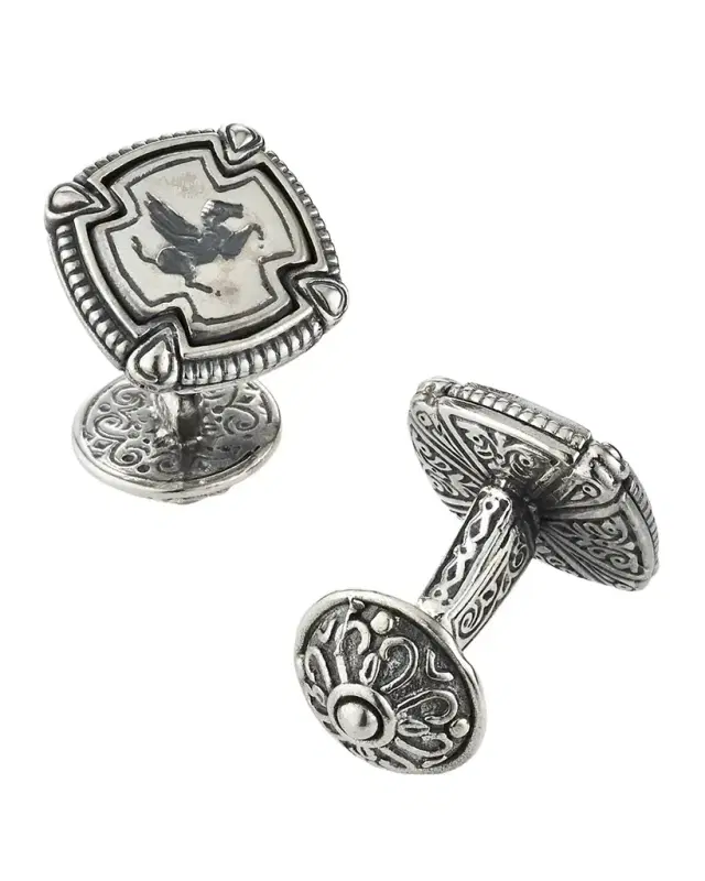 Pegasus Carved Silver Cuff Links