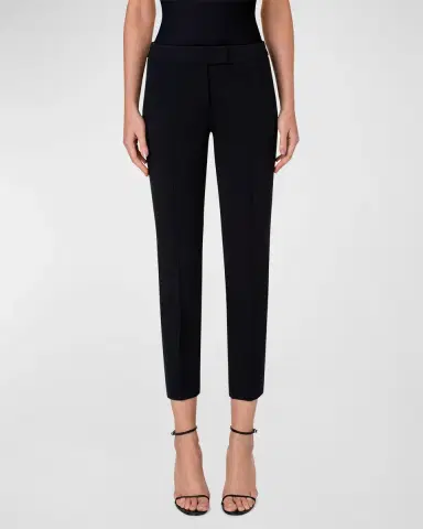 Akris punto Frankie Slim-Leg Ankle Pants, Black | Thumbnail 2
