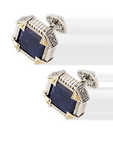 Konstantino Silver 18K Gold Cuff Links with Sodalite | Thumbnail 2