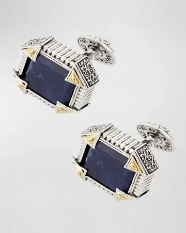 Konstantino Silver 18K Gold Cuff Links with Sodalite | Thumbnail 3
