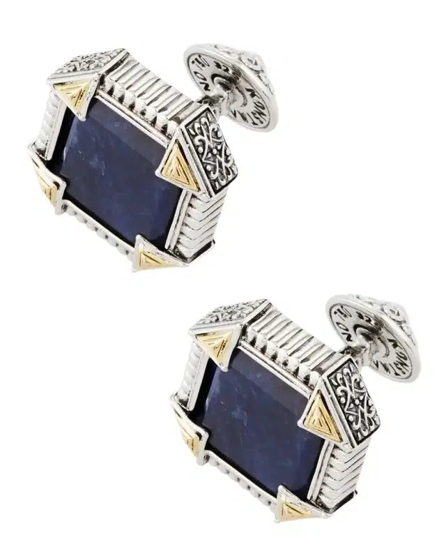 Silver 18K Gold Cuff Links with Sodalite
