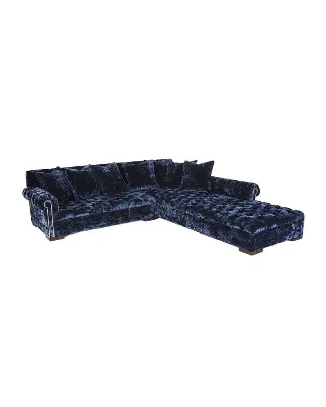 Haute House Divine Crushed Velvet Right Chaise Sectional, 116"