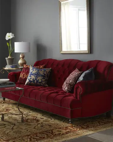 Haute House Mr. Smith Cranberry Tufted Sofa 94.5 ' | Thumbnail 4 Haute House Mr. Smith Cranberry Tufted Sofa 94.5 ' | Thumbnail 4