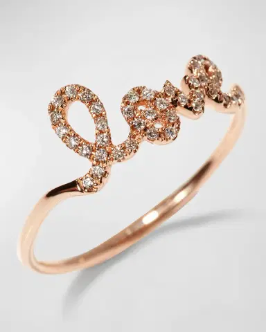 Sydney Evan 14k Gold Diamond Love Script Ring | Thumbnail 2