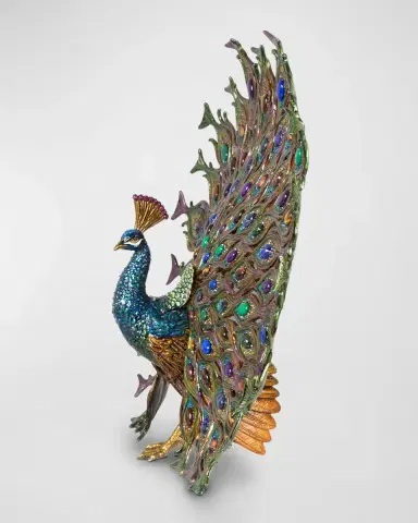 Jay Strongwater Stanton Fan Tail Peacock Figurine | Thumbnail 2