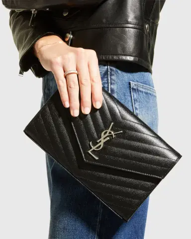 Saint Laurent YSL Monogram Large Wallet on Chain in Grained Leather | Thumbnail 2 Saint Laurent YSL Monogram Large Wallet on Chain in Grained Leather | Thumbnail 2