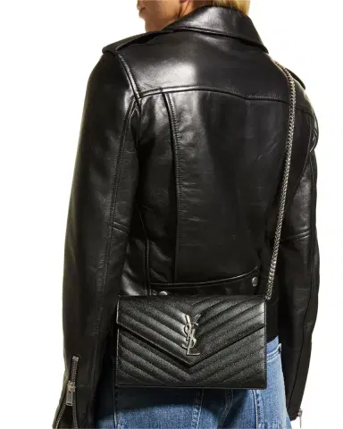 Saint Laurent YSL Monogram Large Wallet on Chain in Grained Leather | Thumbnail 4 Saint Laurent YSL Monogram Large Wallet on Chain in Grained Leather | Thumbnail 4