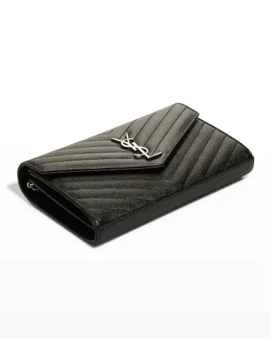 Saint Laurent YSL Monogram Large Wallet on Chain in Grained Leather | Thumbnail 8 Saint Laurent YSL Monogram Large Wallet on Chain in Grained Leather | Thumbnail 8