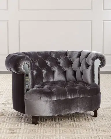 Haute House Rebecca Tufted Chair with Mirror Accents | Thumbnail 3