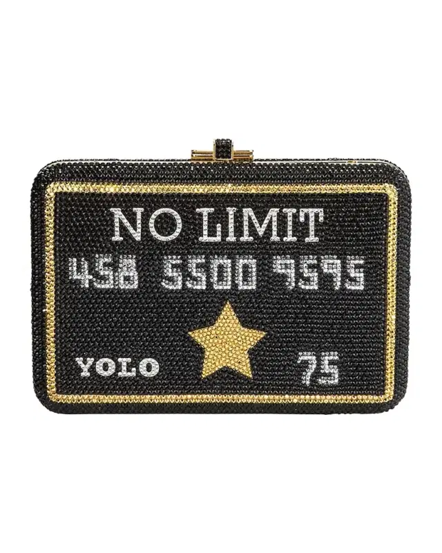 Judith Leiber Couture Black Card Slim Minaudiere Clutch