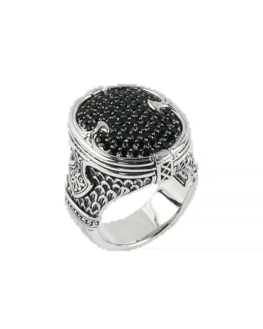 Konstantino Men 's Sterling Silver Pave Spinel Signet Ring, Size 10 | Thumbnail 2