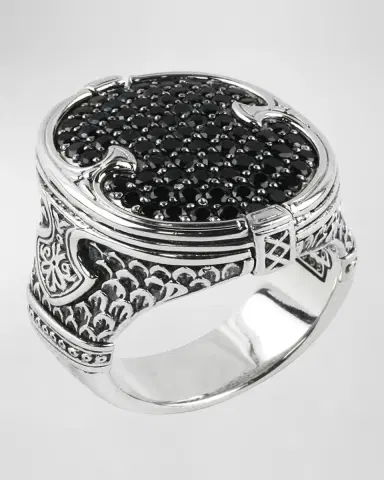 Konstantino Men 's Sterling Silver Pave Spinel Signet Ring, Size 10 | Thumbnail 3