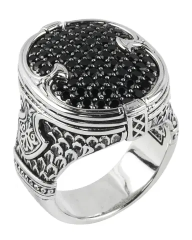 Konstantino Men 's Sterling Silver Pave Spinel Signet Ring, Size 10 | Thumbnail 1