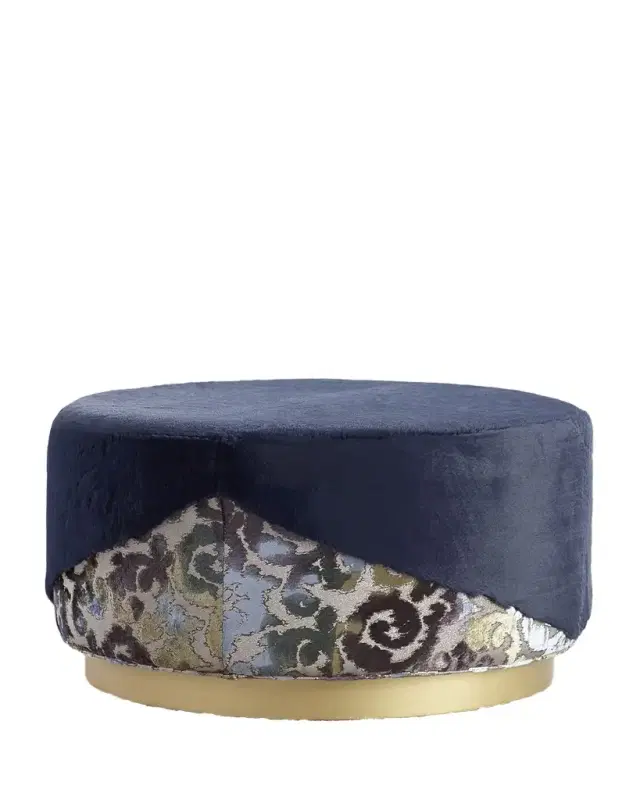 Haute House Misha Faux-Fur Round Ottoman