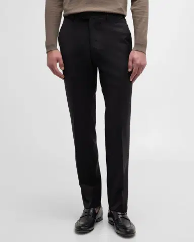 Emporio Armani Basic Flat-Front Wool Trousers | Thumbnail 4 Emporio Armani Basic Flat-Front Wool Trousers | Thumbnail 4