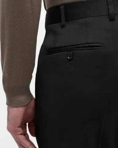 Emporio Armani Basic Flat-Front Wool Trousers | Thumbnail 7 Emporio Armani Basic Flat-Front Wool Trousers | Thumbnail 7