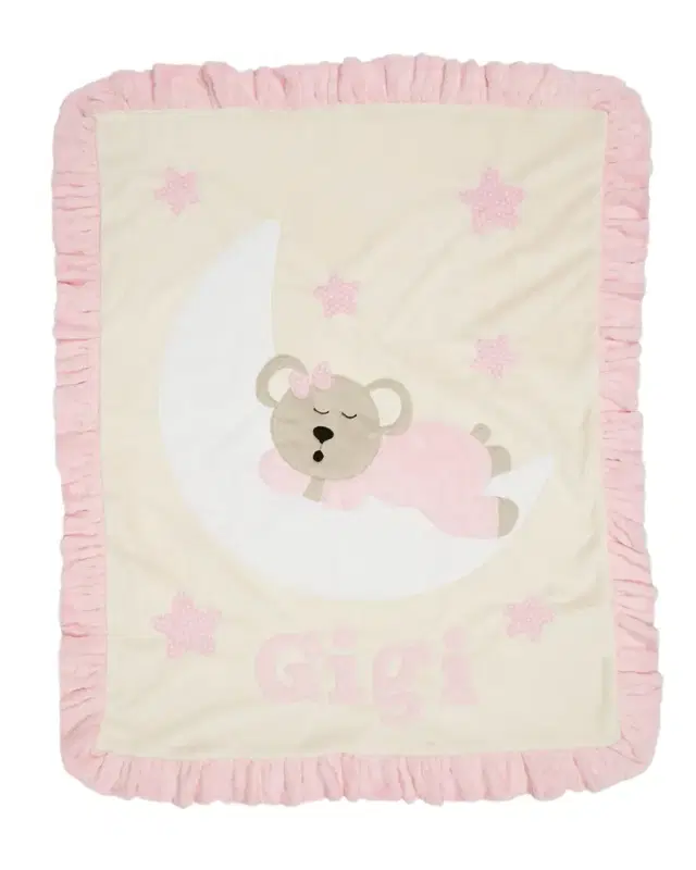 Boogie Baby Personalized Goodnight Teddy Plush Blanket, Pink