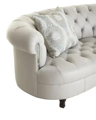 Haute House Rebecca Leather Mirrored Trim Sofa, 122" | Thumbnail 1
