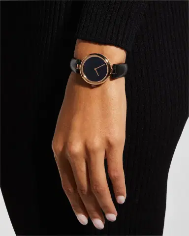 Gucci 32mm Diamantissima Watch with Leather Strap, Black/Rose | Thumbnail 2