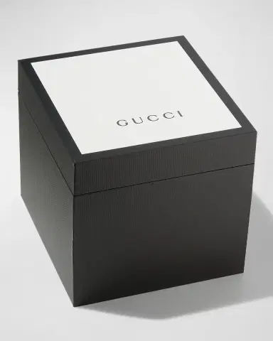 Gucci 32mm Diamantissima Watch with Leather Strap, Black/Rose | Thumbnail 5