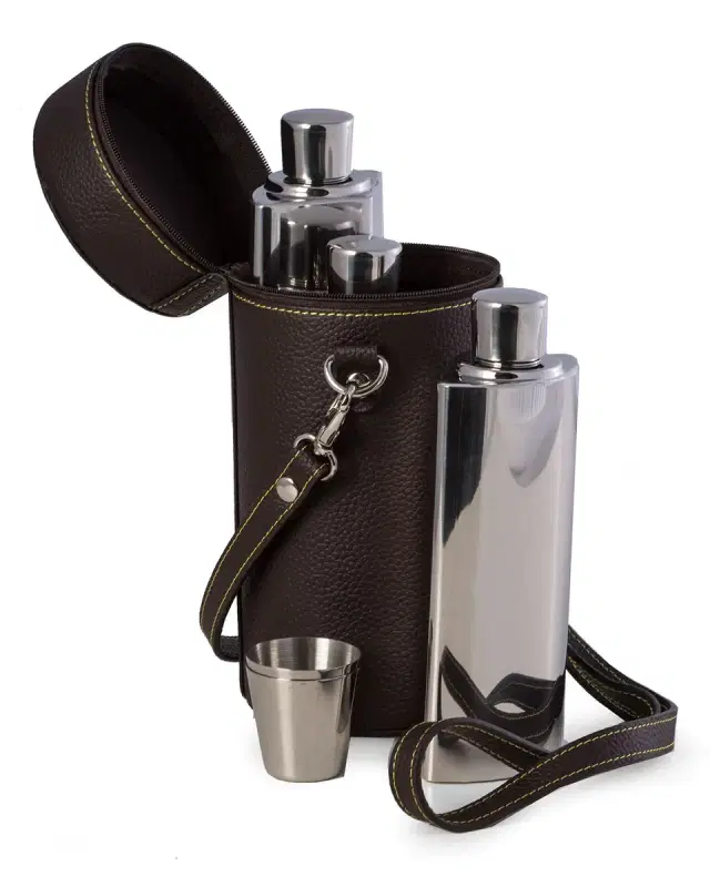 Bey-Berk 7-Piece Stainless Steel Flask Set