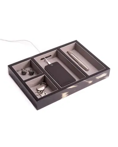 Bey-Berk Lacquered Burl Wood Open Valet Tray | Thumbnail 2