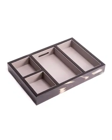 Bey-Berk Lacquered Burl Wood Open Valet Tray | Thumbnail 1