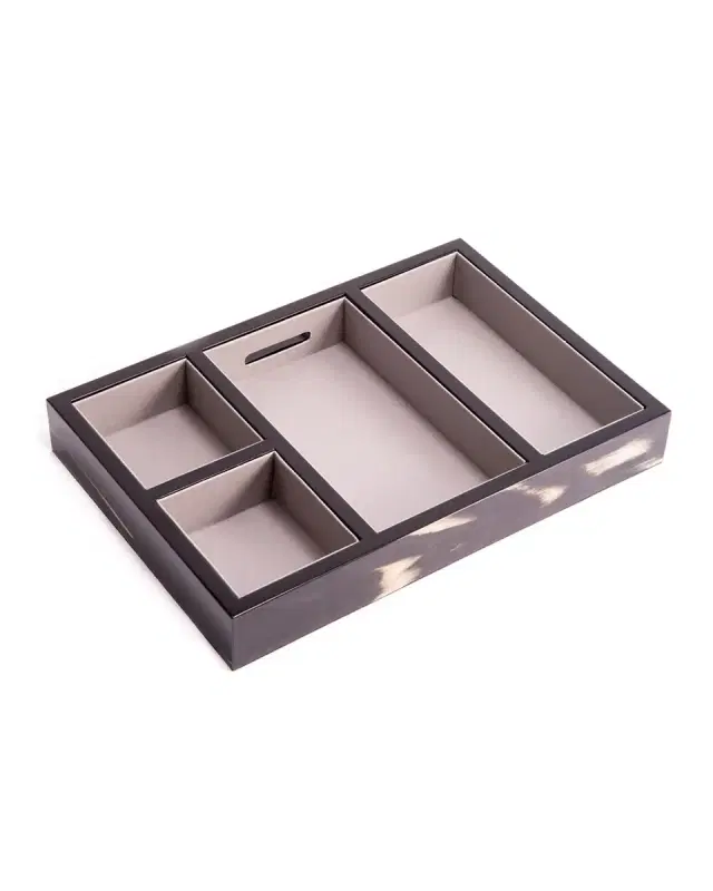 Bey-Berk Lacquered Burl Wood Open Valet Tray