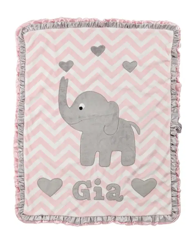 Boogie Baby Personalized Big Foot Elephant Plush Blanket, Pink
