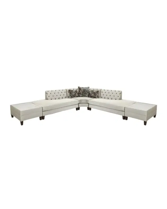 Haute House Nina Sectional w/ Two Marble Side Tables