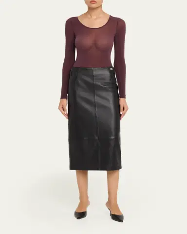 Wolford Buenos Aires Long-Sleeve Semi-Sheer Bodysuit | Thumbnail 2