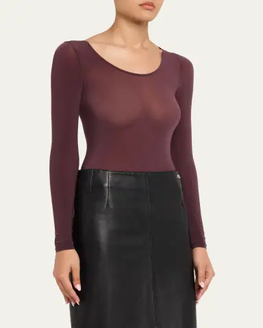 Wolford Buenos Aires Long-Sleeve Semi-Sheer Bodysuit | Thumbnail 4