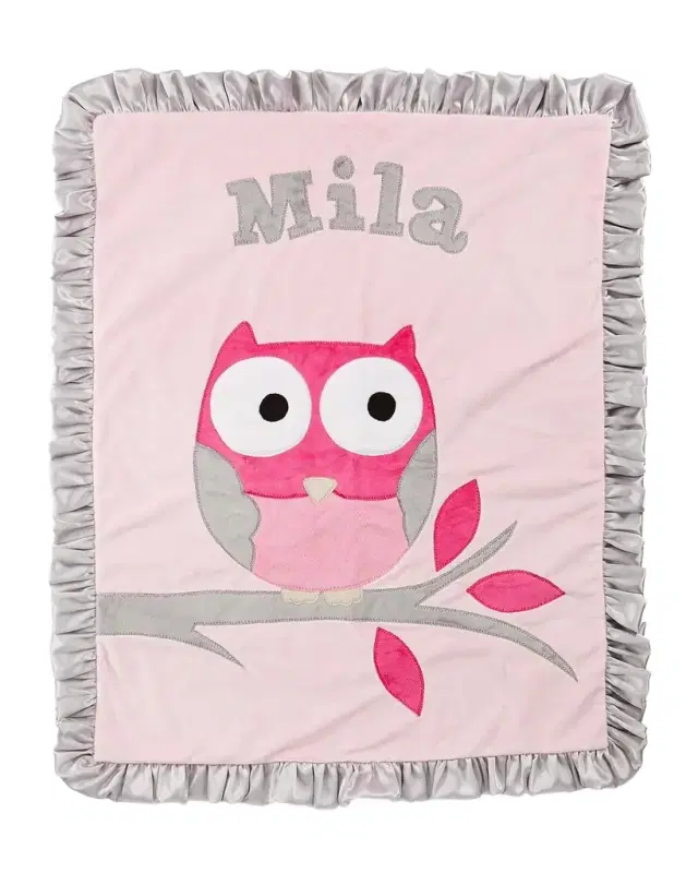 Boogie Baby Personalized It 's a Hoot Plush Blanket, Pink